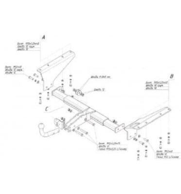 Фаркоп (ТСУ) для HONDA CR-V (III) 2006-2012 съемный шар на двух болтах 1.5тонны Босал