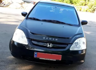 Дефлектор капота (мухобойка) HONDA Civic с  2001-2005 г.в.х/б (Хонда Сивик) Вип Тюнинг