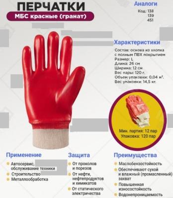 Перчатки МБС красные (Гранат)